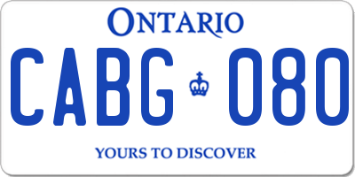 ON license plate CABG080