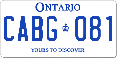 ON license plate CABG081