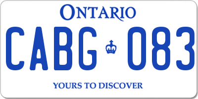 ON license plate CABG083