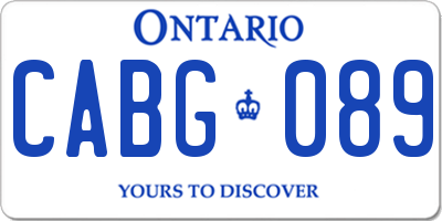 ON license plate CABG089