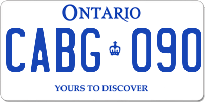 ON license plate CABG090