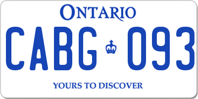 ON license plate CABG093