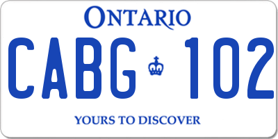 ON license plate CABG102