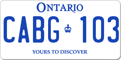 ON license plate CABG103