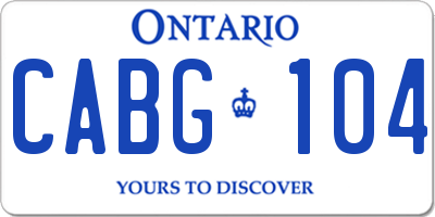 ON license plate CABG104