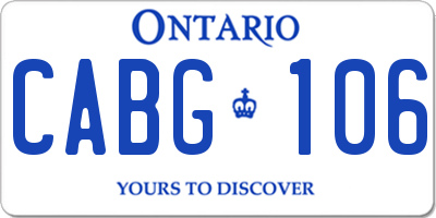 ON license plate CABG106