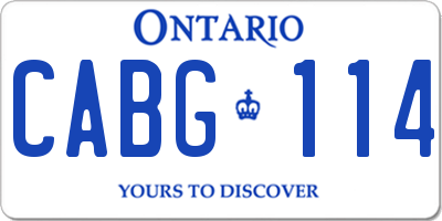 ON license plate CABG114