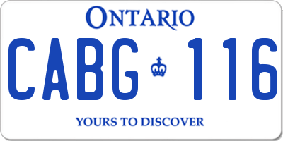 ON license plate CABG116