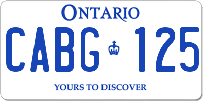 ON license plate CABG125