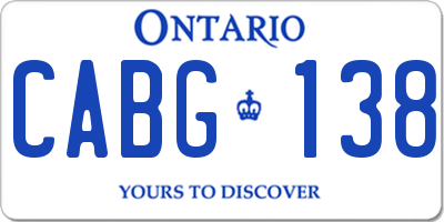 ON license plate CABG138