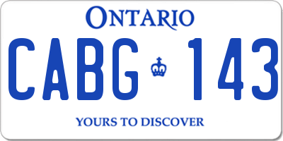 ON license plate CABG143