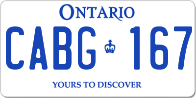 ON license plate CABG167