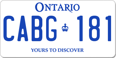 ON license plate CABG181