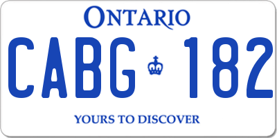 ON license plate CABG182