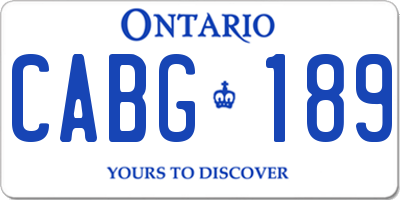 ON license plate CABG189