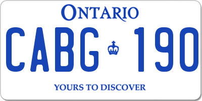 ON license plate CABG190