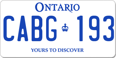 ON license plate CABG193