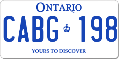 ON license plate CABG198