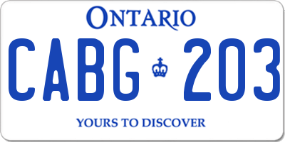 ON license plate CABG203