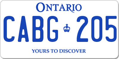 ON license plate CABG205