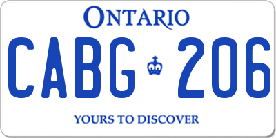 ON license plate CABG206