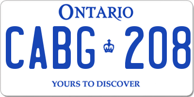 ON license plate CABG208