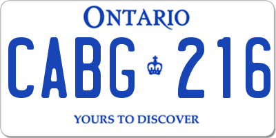 ON license plate CABG216