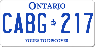 ON license plate CABG217