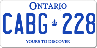 ON license plate CABG228