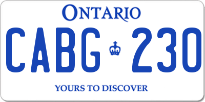 ON license plate CABG230