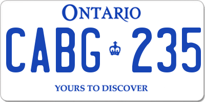 ON license plate CABG235