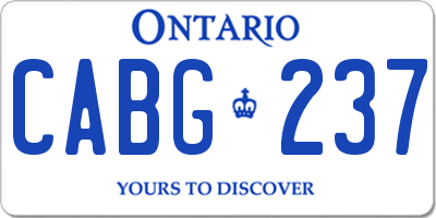 ON license plate CABG237