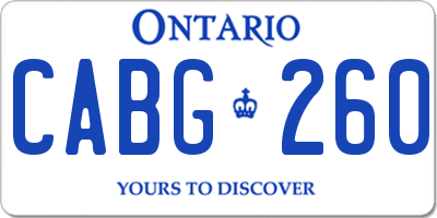 ON license plate CABG260