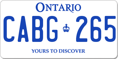 ON license plate CABG265