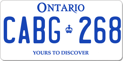 ON license plate CABG268