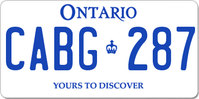 ON license plate CABG287