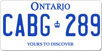 ON license plate CABG289