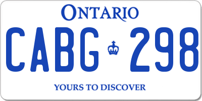 ON license plate CABG298