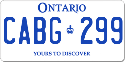 ON license plate CABG299