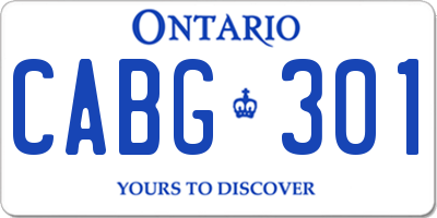 ON license plate CABG301