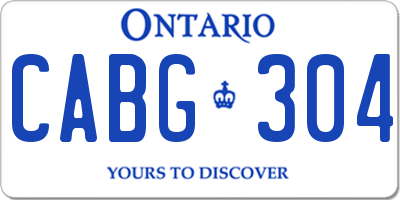 ON license plate CABG304