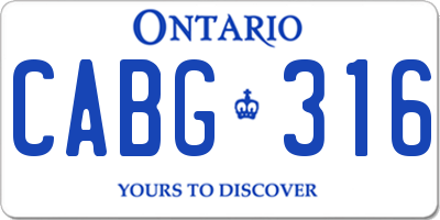 ON license plate CABG316