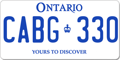 ON license plate CABG330