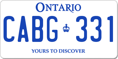 ON license plate CABG331