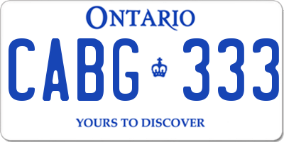 ON license plate CABG333