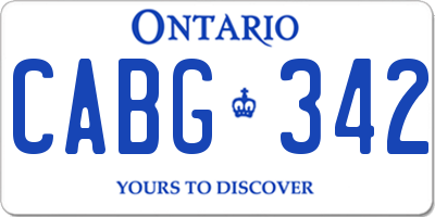 ON license plate CABG342