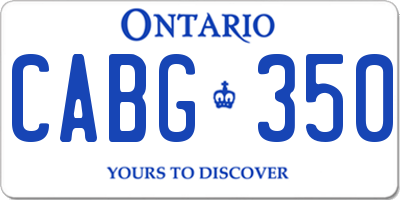 ON license plate CABG350