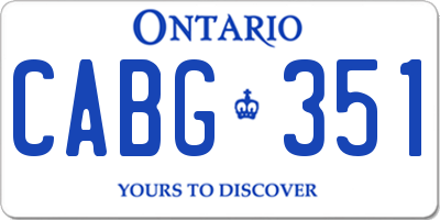 ON license plate CABG351