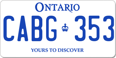 ON license plate CABG353