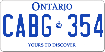 ON license plate CABG354